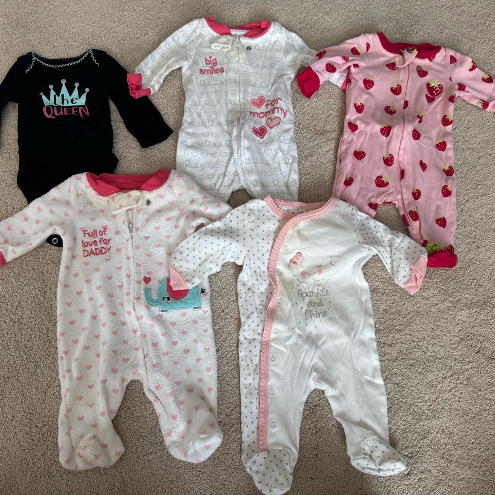 Koala Kids Black and White Footies One Pieces